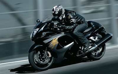 Suzuki Hayabusa, 2016, New Hayabusa, black motorcycle, black Suzuki, sport motorcycles