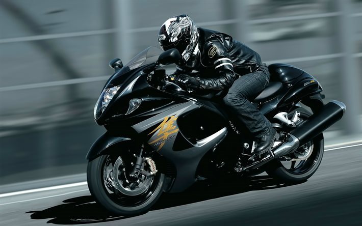 Suzuki Hayabusa, 2016, la nueva Hayabusa, moto negra, negra Suzuki motos deportivas