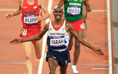 Mo Farah, 4k, british athlete, Mohamed Farah, runner