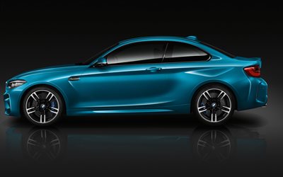 BMW M2 LCI, 4k, 2018 cars, blue m2, coupe, german cars, BMW