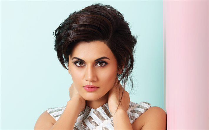 Taapsee Pannu, Intialainen n&#228;yttelij&#228;, Bollywood, muotokuva, kauniit silm&#228;t, ruskeaverikk&#246;, Intialaiset naiset