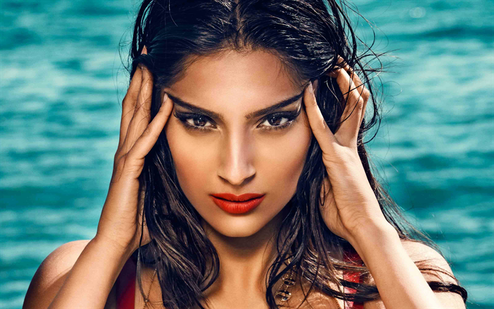 sonam kapoor, mode-modell, 4k, indische schauspielerin, bollywood, make-up, portrait