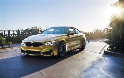 BMW M4, 2017, F82, Vorsteiner, tuning M4, gold F82, German cars, BMW