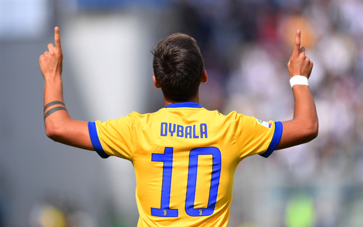 A Juventus, Paulo Dybala, 4k, A Juve, amarelo uniforme, jogadores de futebol, It&#225;lia, Serie A