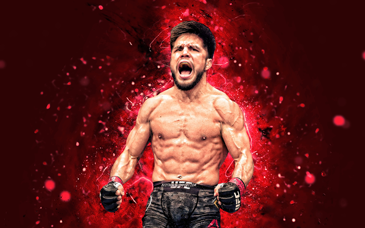 Henry Cejudo, 4k, american fighters, MMA, red neon lights, UFC, Mixed martial arts, Henry Cejudo 4K, UFC fighters, MMA fighters