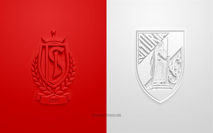 Standard Liege vs Vitoria, Europa League, 2019, promo, jalkapallo-ottelu, UEFA, Ryhm&#228; F, UEFA Europa League, Standard Liege, Vitoria Guimaraes SC, 3d art, 3d logo
