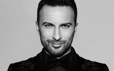 Tarkan, turco cantor, retrato, sess&#227;o de fotos, monocrom&#225;tico, casaco preto, H&#252;samettin Tarkan Tevetoglu