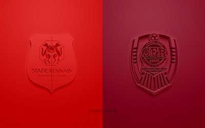 Stade Rennais vs CFR Cluj, de la Liga de campeones, en el 2019, la asociaci&#243;n de f&#250;tbol, la UEFA champions league dentro del Grupo E de la UEFA Europa League, el Stade Rennais, CFR Cluj, 3d, arte, logotipo