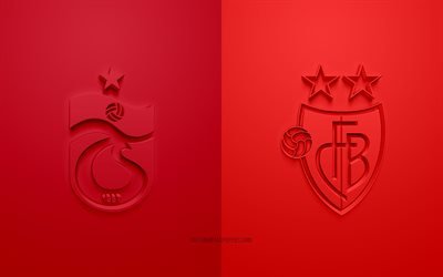 Trabzonspor vs FC Basel, Europa League, 2019, promo, football match, UEFA, Group C, UEFA Europa League, Trabzonspor, FC Basel 1893, 3d art, 3d logo