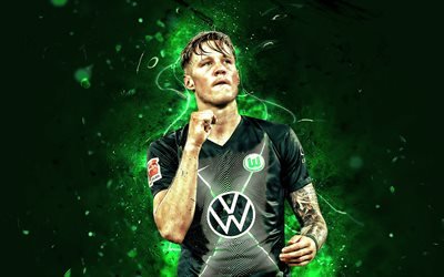 Wout Weghorst, 2019, il VfL Wolfsburg, olandese, calciatori, calcio, Weghorst, Bundesliga, luci al neon, Germania