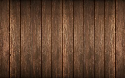 4k, 垂直板, 近, 茶褐色の木製の質感, 木の背景, 木製の質感, 茶褐色の木製ボード, 木板, 茶色の背景