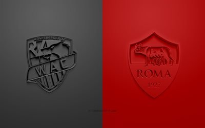 Wolfsberger AC vs AS Roma, Europa League, 2019, promo, football match, UEFA, Group J, UEFA Europa League, Wolfsberger AC, Vitoria AS Roma, 3d art, 3d logo