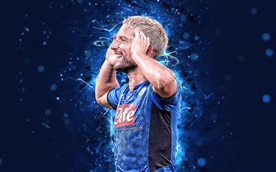 4k, Dries Mertens, 2019, SSC Napoli, Belgian jalkapalloilijat, Serie, Mertens, Italia, jalkapallo, neon valot, Napoli FC