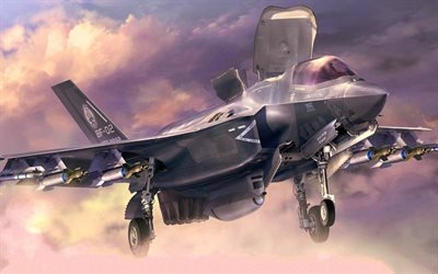Lockheed Martin F-35 Lightning II, american caza bombardero F-35B, aviones militares, la Fuerza A&#233;rea de EEUU, estados UNIDOS