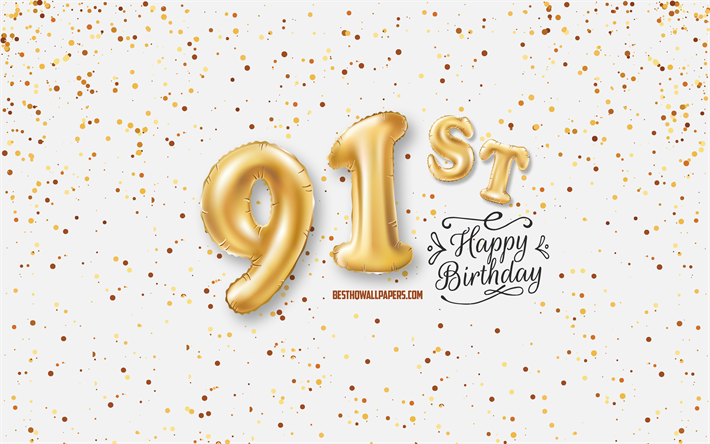 第91回お誕生日おめで, 3d風船の文字, お誕生の背景と風船, 91年に誕生日, 嬉しい第91歳の誕生日, 白背景, お誕生日おめで, ご挨拶カード, 幸せに91歳の誕生日