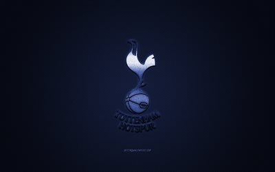 El Tottenham Hotspur FC, club de f&#250;tbol ingl&#233;s, la Premier League, logo azul, azul de fibra de carbono de fondo, f&#250;tbol, Londres, Inglaterra, el Tottenham Hotspur logotipo