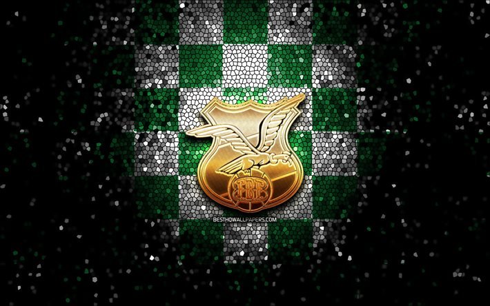 Bolivian football team, glitter logo, Conmebol, South America, green white checkered background, mosaic art, soccer, Bolivia National Football Team, FBF logo, football, Bolivia