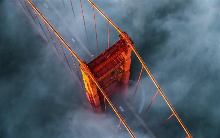 Golden Gate Bridge, brouillard, matin, San Francisco, &#233;tats-unis