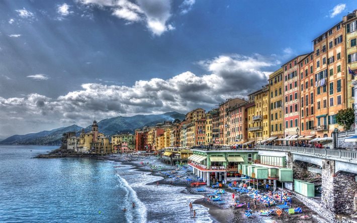 Camogli, sea, coast, resort, Liguria, Italy, Mediterranean Sea