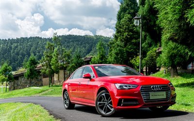 Audi A4L, 2017 cars, sedans, red a4, Audi