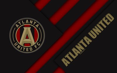 Atlanta United FC, material design, 4k, logo, red black abstraction, MLS, football, Atlanta, Georgia, USA, Major League Soccer