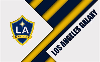 Los Angeles Galaxy, material design, 4k, logo, blue white abstraction, MLS, football, Los Angeles, California, USA, Major League Soccer
