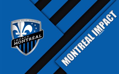 Montreal Impact, Canadian Football Club, Montreal, Quebec, Canada, material design, 4k, logo, blue black abstraction, MLS, football, USA, Major League Soccer