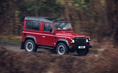 Land Rover Defender, Works V8, 2018, redesigned SUV, red Defender, British cars