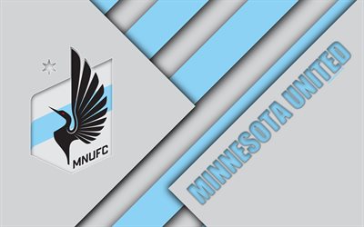 Minnesota United FC, material design, 4k, logo, gray blue abstraction, MLS, football, Minneapolis, Minnesota, USA, Major League Soccer