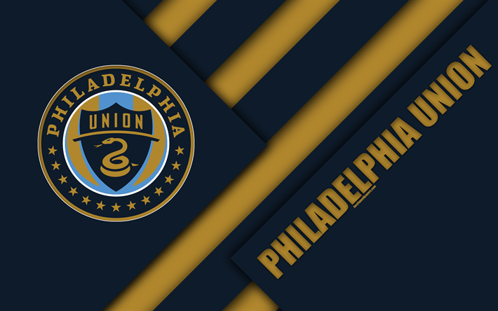 Philadelphia Union, materiaali suunnittelu, 4k, logo, sininen ruskea abstraktio, MLS, jalkapallo, Philadelphia, Pennsylvania, USA, Major League Soccer