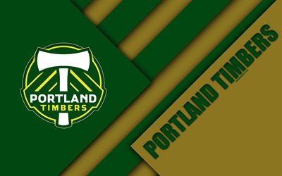 Portland Timbers, material design, 4k, logo, green brown abstraction, MLS, football, Portland, Oregon, USA, Major League Soccer