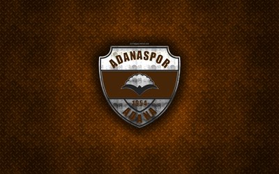 Adanaspor AS, Turkish football club, orange metal texture, metal logo, emblem, Adana, Turkey, TFF First League, 1 Lig, creative art, football