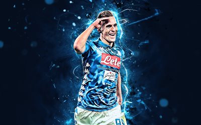 Arkadiusz Milik, joy, polish footballers, Napoli FC, Serie A, soccer, Milik, football, neon lights, Italy
