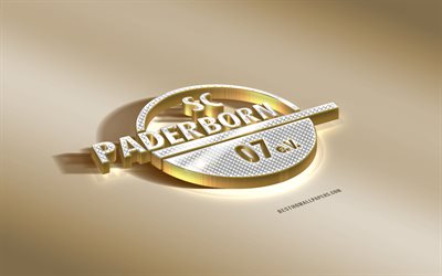 SC Paderborn 07, Alman Futbol Kul&#252;b&#252;, altın g&#252;m&#252;ş logo, Paderborn, Almanya 2 Bundesliga, 3d altın amblemi, yaratıcı 3d sanat, futbol