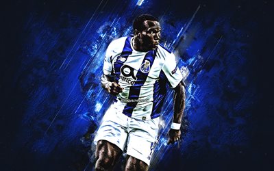 Vincent Aboubakar, blue stone, Porto FC, cameroonian footballers, forward, soccer, Aboubakar, Primeira Liga, Portugal, football, neon lights