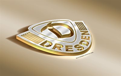 SG Dynamo Dresden, Alman Futbol Kul&#252;b&#252;, altın g&#252;m&#252;ş logo, Dresden, Almanya, 2 Bundesliga, 3d altın amblemi, yaratıcı 3d sanat, futbol