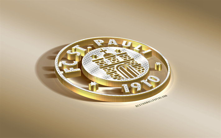 FC St Pauli, club de f&#250;tbol alem&#225;n, oro plateado, Hamburgo, Alemania, 2 de la Bundesliga, 3d emblema de oro, creativo, arte 3d, f&#250;tbol