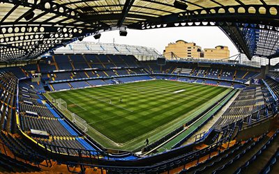 Stamford Bridge, Chelsea FC Stadium, English football stadium, London, England, football field, UK
