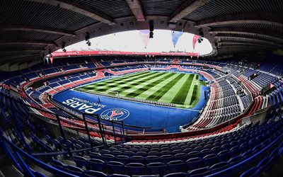 Parc des Princes, 4k, Stade des Lumieres, empty stadium, Paris Saint-Germain FC, PSG stadium, French stadiums, sports arenas, Paris, France