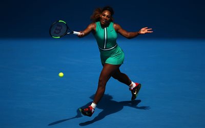 Serena Williams, tenista estadounidense, pista de tenis, WTA, en el Abierto de Australia