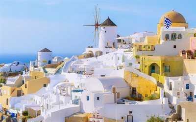 Santorini, Yunanistan, ada, Romantik yerler, Beyaz evler