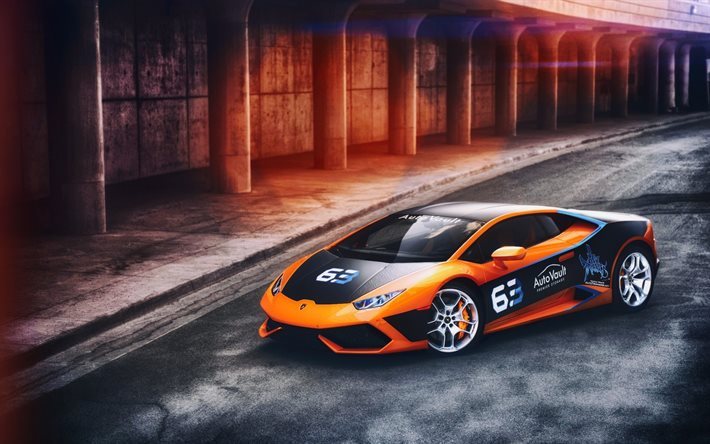 Lamborghini Huracan, 2016, tuning Lamborghini, sport auto, oranssi Huracan