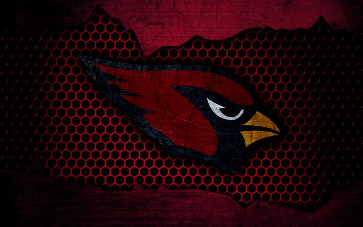 Cardinals de l&#39;Arizona, 4k, le logo de la NFL, le football am&#233;ricain, le NFC, etats-unis, le grunge, le m&#233;tal de la texture, de la Division Ouest
