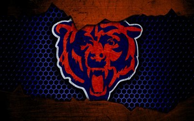 Chicago Bears, 4k, logo, NFL, american football, NFC, USA, grunge, metal texture, North Division