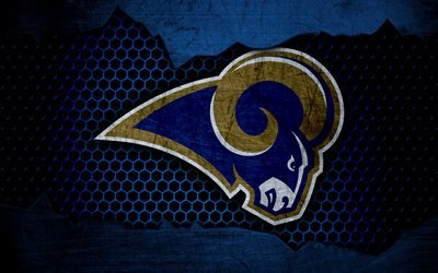 Los Angeles Rams, 4k, logo, NFL, american football, NFC, USA, grunge, metal texture, West Division