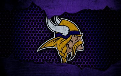Minnesota Vikings, 4k, logo, NFL, american football, NFC, USA, grunge, metal texture, North Division