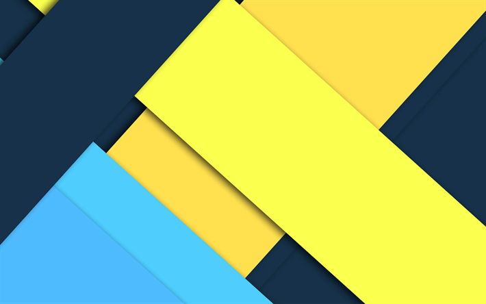 yellow blue abstraction, material design, android, geometric abstractions