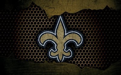 New Orleans Saints, 4k, logo, NFL, american football, NFC, USA, grunge, metal texture, South Division