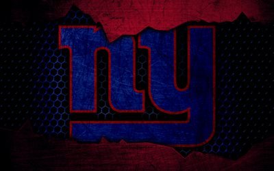 New York Giants, 4k, logo, NFL, american football, NFC, USA, grunge, metal texture, East Division