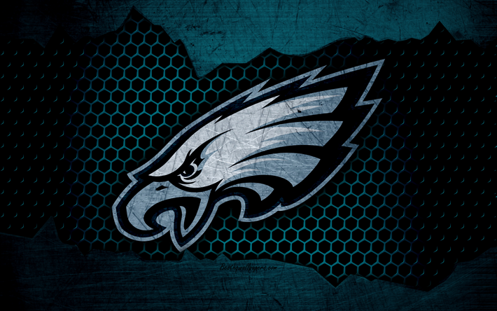 Philadelphia Eagles, 4k, logotyp, NFL, amerikansk fotboll, NFC, USA, grunge, metall textur, East Division